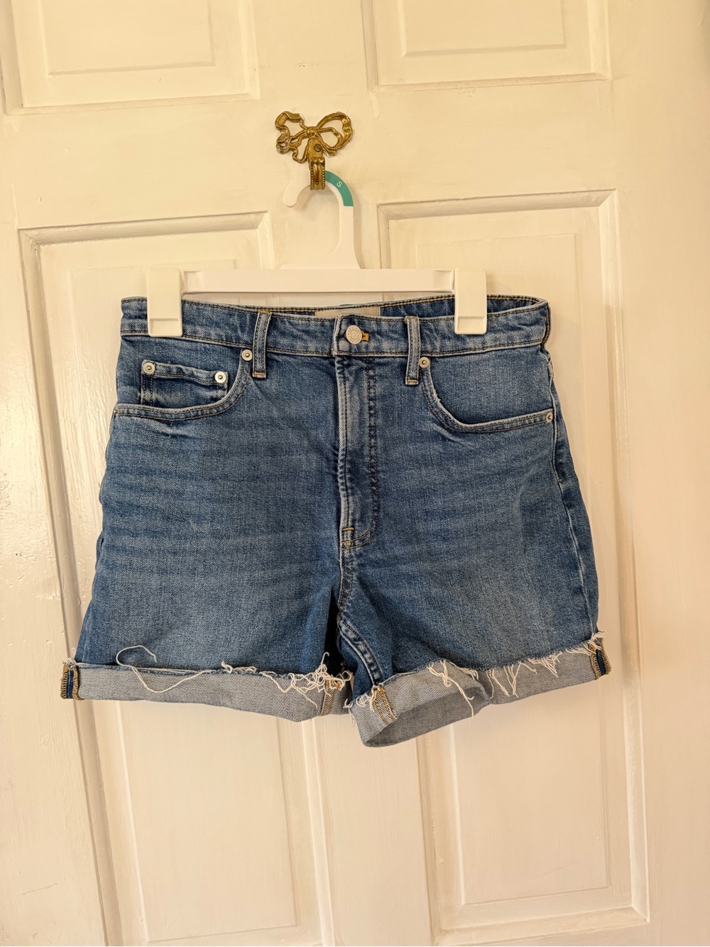 Everlane Medium Blue Rolled-Hem Denim Shorts